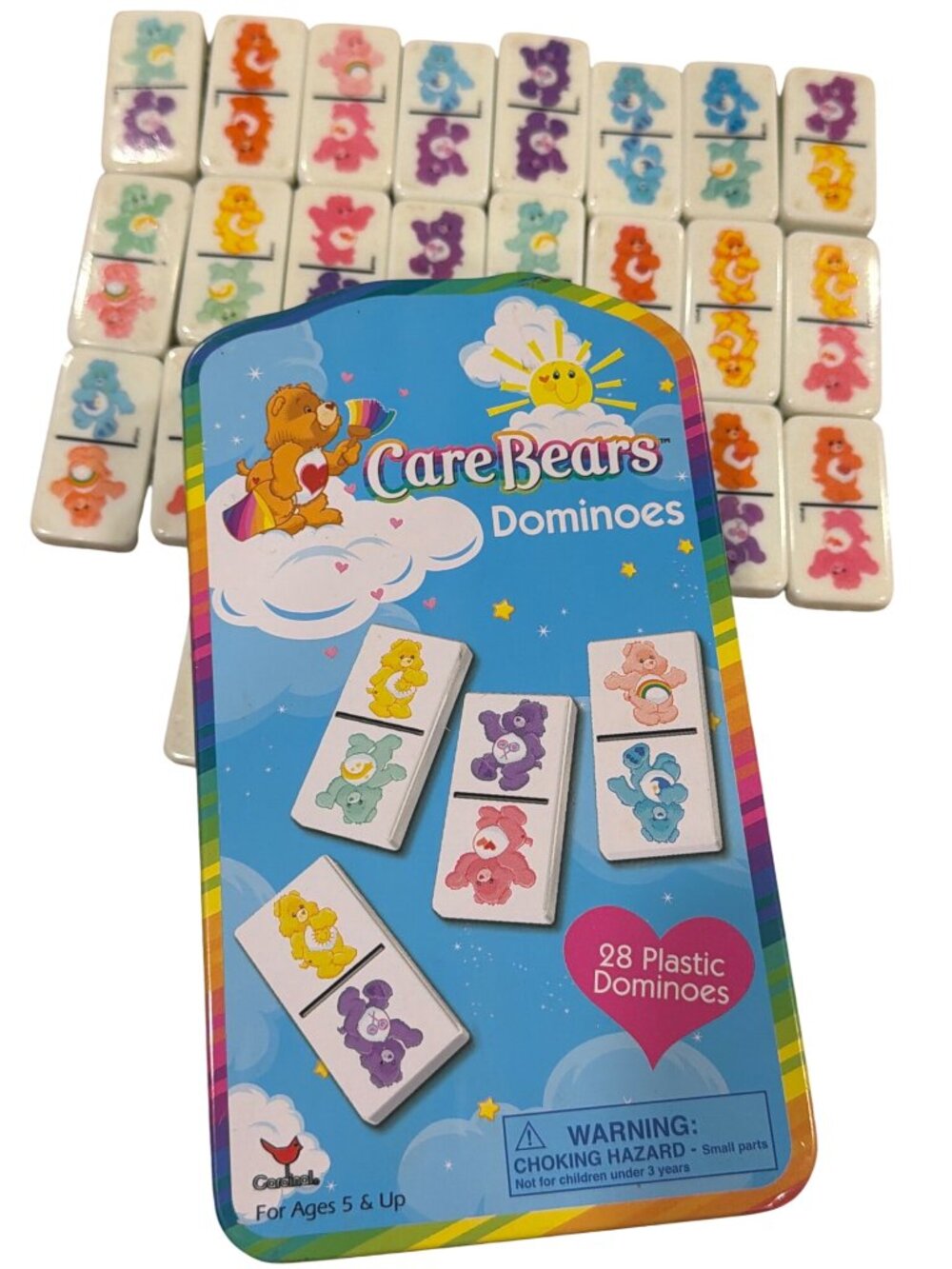 Care Bears Dominoes 28-Piece Plastic Set In Tin Box Ages 5 & Up